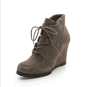 Steven Wardin Wedge Taupe Suede Booties